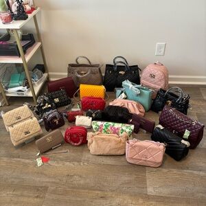 Bundle of 27 Badgley Mischka, valentino Orlandi, Trina turk, Gilda paris BagsNWT